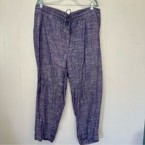 Jones New York Signature Purple Linen Blend Drawstring Elastic Waist Pants XL